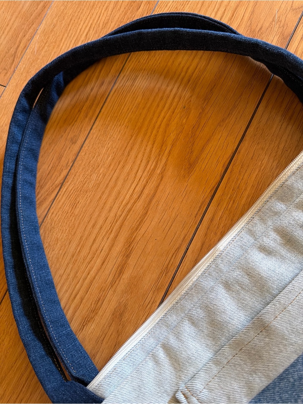 Custom made denim Colorblock Tote - Picture 3 of 5